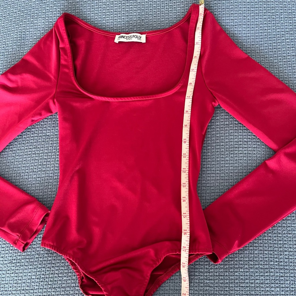 Princess Polly Bodysuit Red Long Sleeve Square Neck Top - Picture 2 of 8